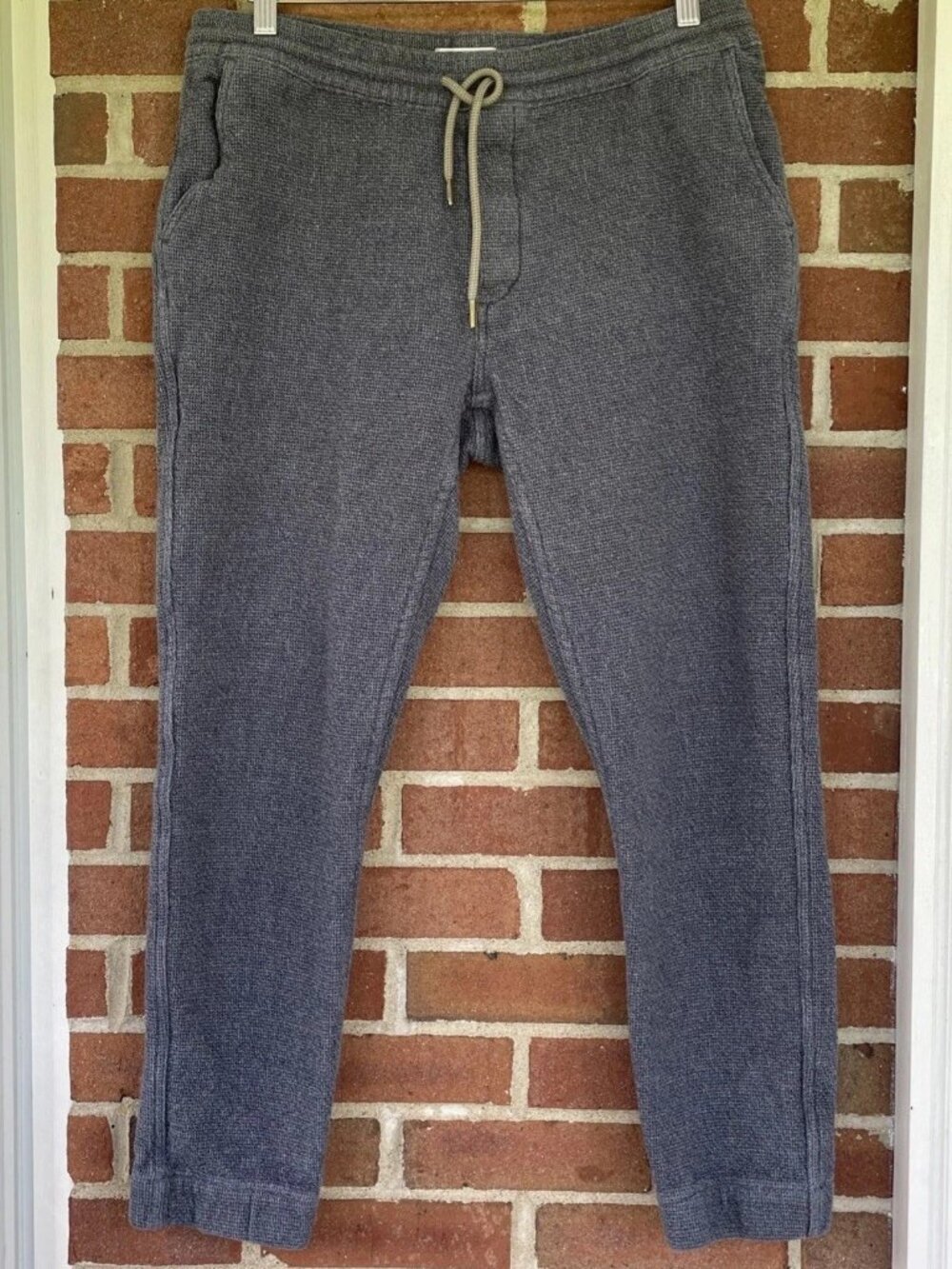 Taylor Stitch Apres Pants Waffle Knit Jogger Indigo Large Organic Cotton Sashiko